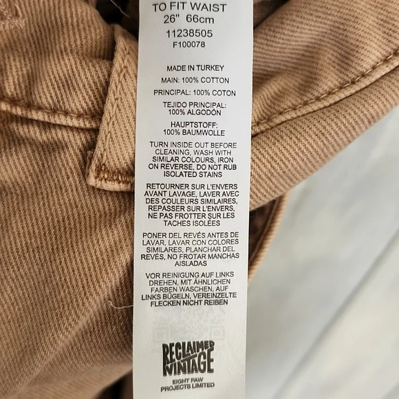 ASOS Reclaimed Vintage Inspired 90's Dad Jeans in Sand Wash W 26 NEW NWT - Picture 12 of 13